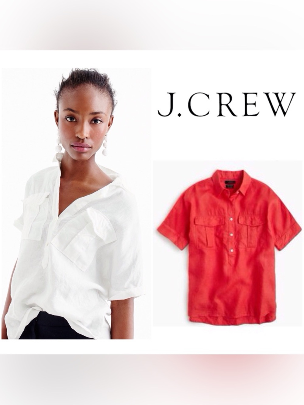 J. CREW Short-sleeve Popover in Irish Linen